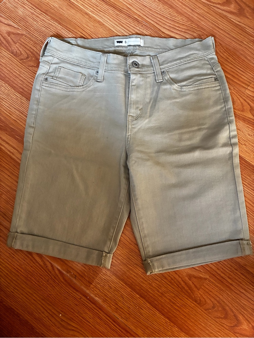 Levi's Olive Green Cuffed Bermuda Shorts